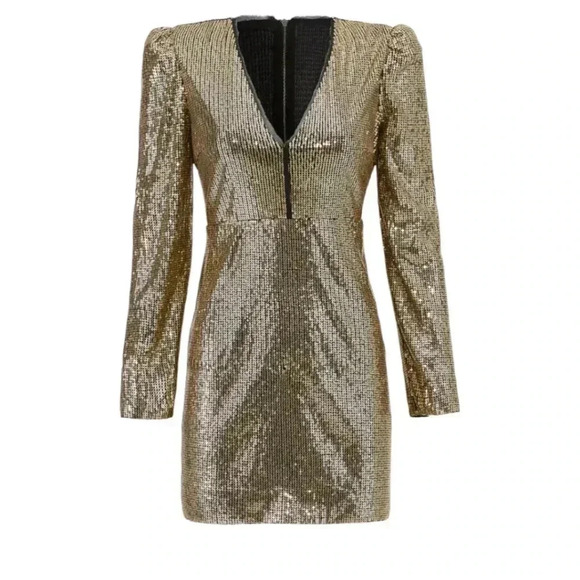 Rebecca Minkoff $248.00 Gold Sequin Sydney Dress, Size 10 Gold - Picture 3 of 12